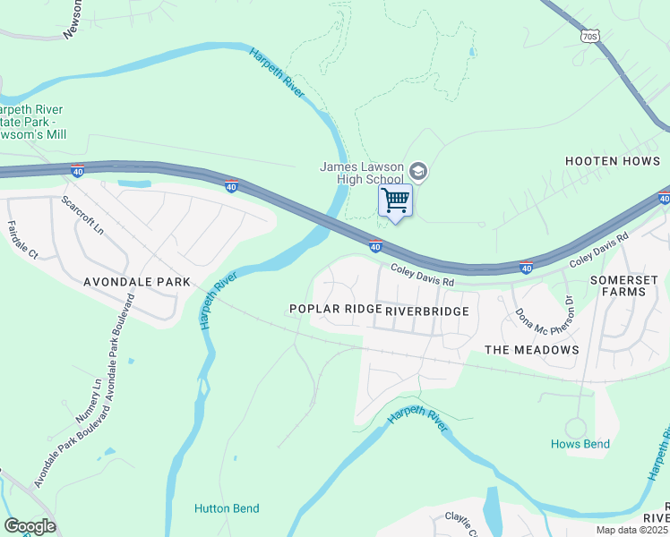 map of restaurants, bars, coffee shops, grocery stores, and more near 7701 Poplar Ridge Drive in Nashville