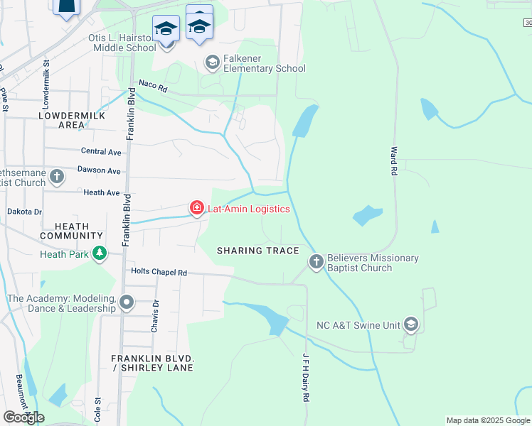 map of restaurants, bars, coffee shops, grocery stores, and more near 603 Sharing Terrace in Greensboro