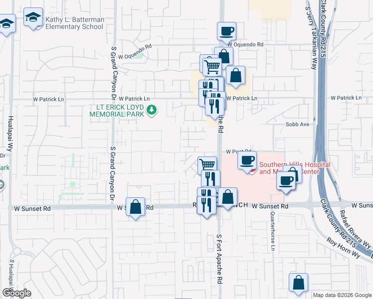 map of restaurants, bars, coffee shops, grocery stores, and more near 9527 Knopfler Lane in Las Vegas