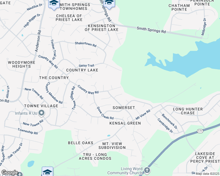 map of restaurants, bars, coffee shops, grocery stores, and more near 3604 Huntingboro Trail in Nashville