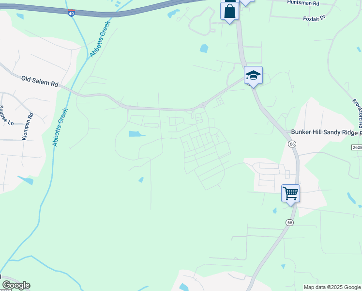 map of restaurants, bars, coffee shops, grocery stores, and more near 1713 Creekline Drive in Kernersville