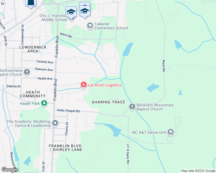 map of restaurants, bars, coffee shops, grocery stores, and more near 602 Sharing Terrace in Greensboro