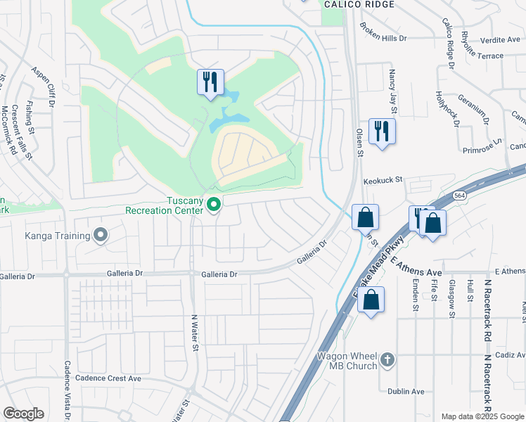 map of restaurants, bars, coffee shops, grocery stores, and more near 1067 Via Saint Andrea Place in Henderson