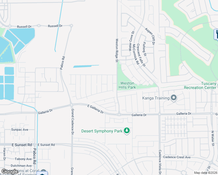 map of restaurants, bars, coffee shops, grocery stores, and more near Weston Ridge Street in Henderson