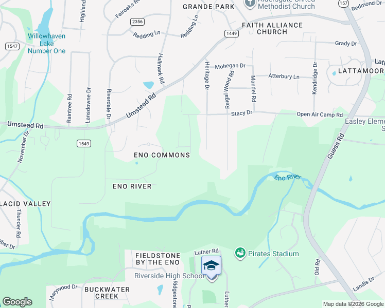 map of restaurants, bars, coffee shops, grocery stores, and more near 4701 Heritage Drive in Durham