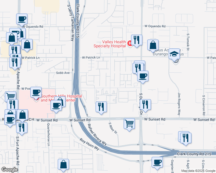 map of restaurants, bars, coffee shops, grocery stores, and more near 6298 Starflare Street in Las Vegas