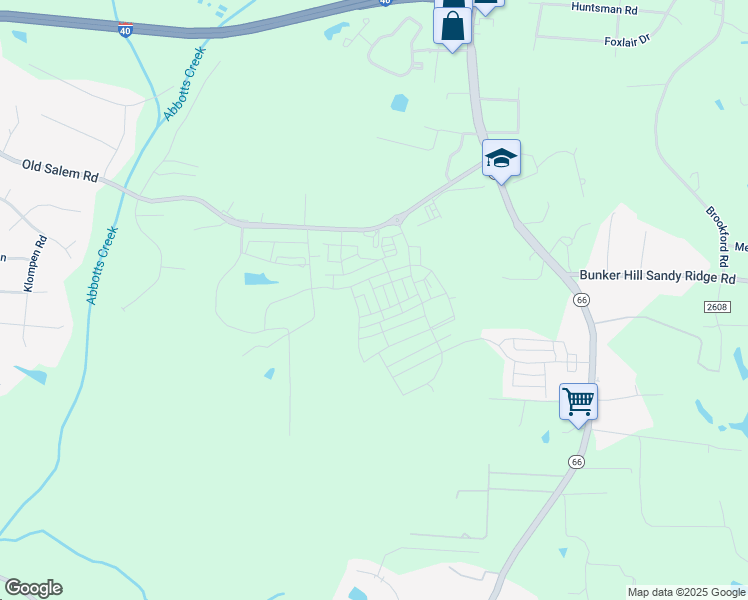 map of restaurants, bars, coffee shops, grocery stores, and more near 1729 Westfall Street in Kernersville