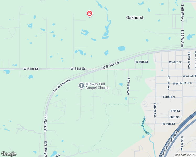 map of restaurants, bars, coffee shops, grocery stores, and more near 7750 Southwest Boulevard in Tulsa