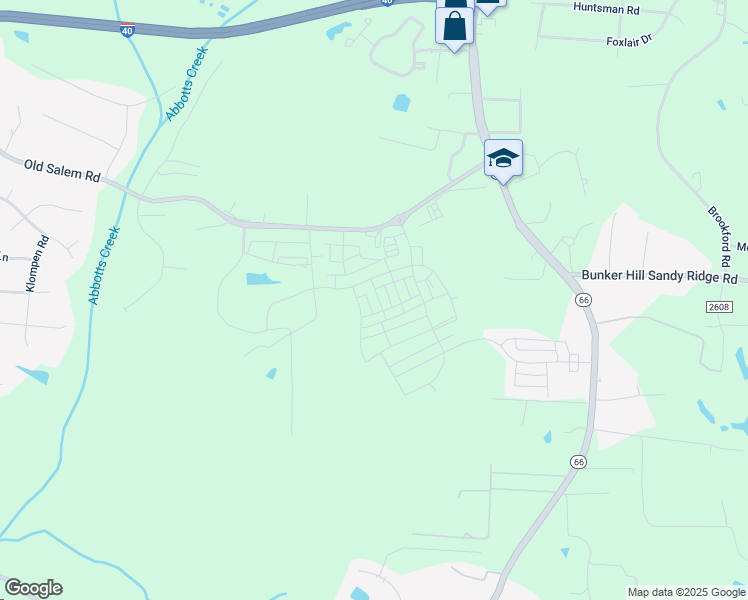 map of restaurants, bars, coffee shops, grocery stores, and more near 1729 Westfall Street in Kernersville