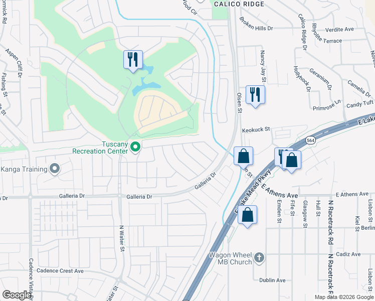 map of restaurants, bars, coffee shops, grocery stores, and more near 1052 Via Nandina Place in Henderson