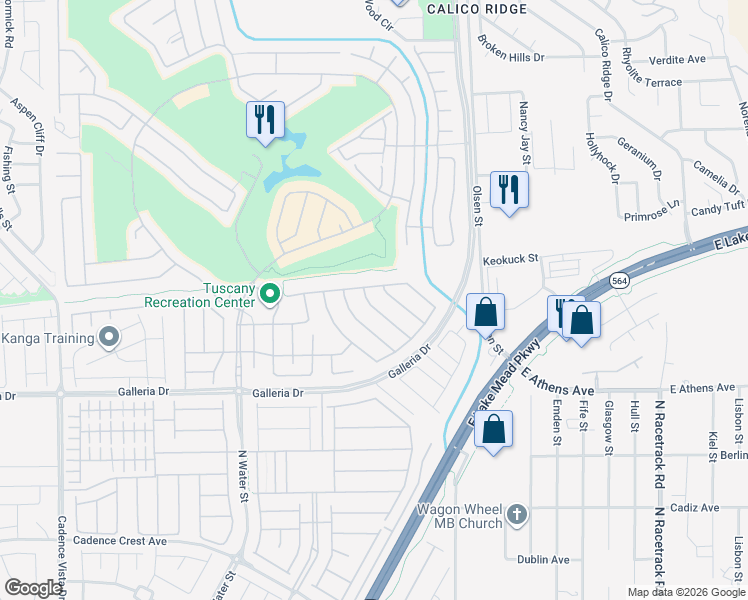 map of restaurants, bars, coffee shops, grocery stores, and more near 1052 Via Nandina Place in Henderson