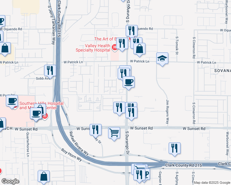 map of restaurants, bars, coffee shops, grocery stores, and more near 8667 Mossy Arch Court in Las Vegas