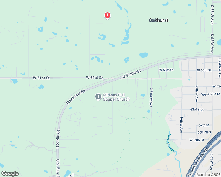 map of restaurants, bars, coffee shops, grocery stores, and more near 7750 Southwest Boulevard in Tulsa