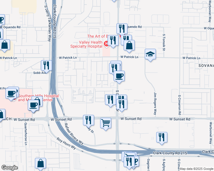 map of restaurants, bars, coffee shops, grocery stores, and more near 8667 Mossy Arch Court in Las Vegas