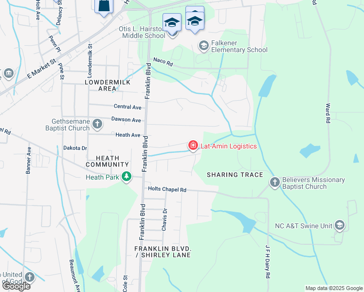 map of restaurants, bars, coffee shops, grocery stores, and more near 4010 Mountainridge Drive in Greensboro