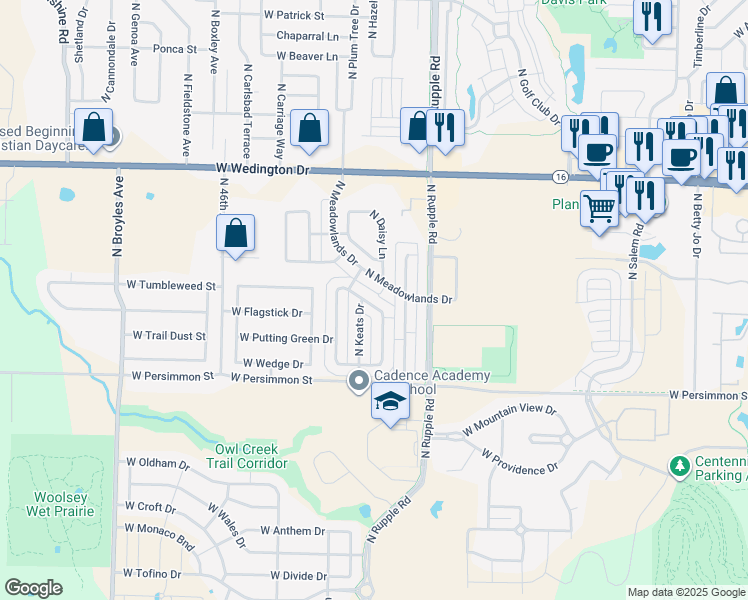 map of restaurants, bars, coffee shops, grocery stores, and more near 662 North Daisy Lane in Fayetteville