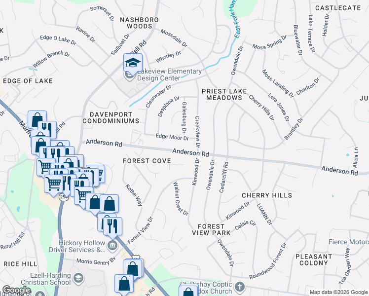 map of restaurants, bars, coffee shops, grocery stores, and more near 2940 Edge Moor Drive in Nashville