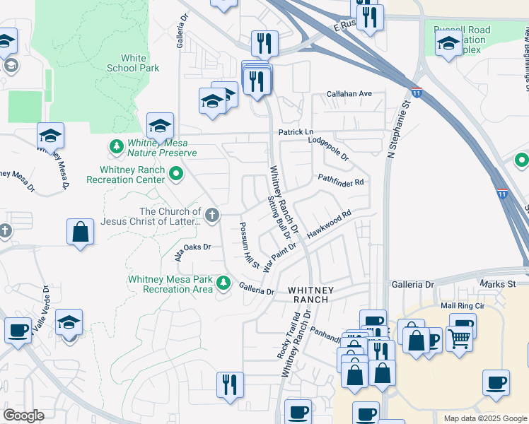 map of restaurants, bars, coffee shops, grocery stores, and more near 1514 Tree Top Court in Henderson