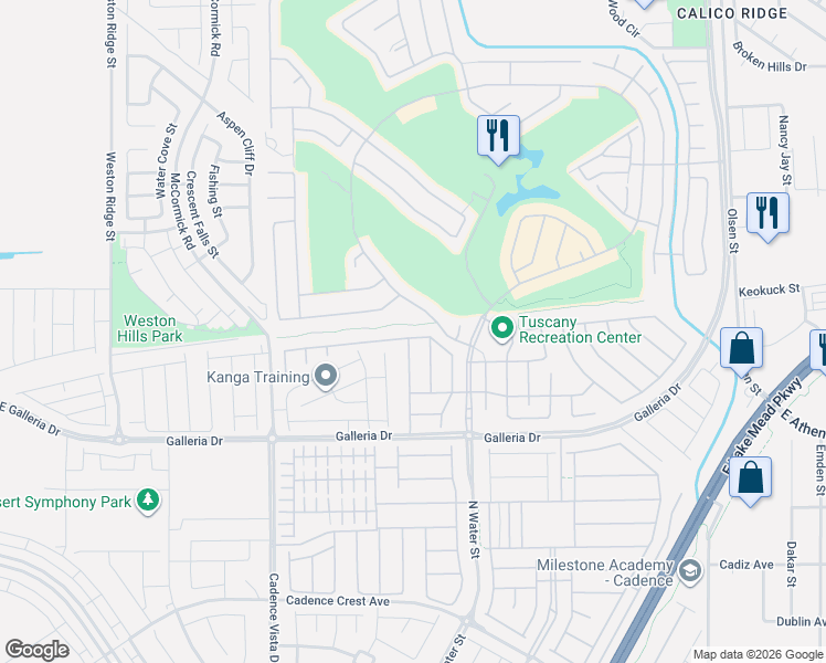 map of restaurants, bars, coffee shops, grocery stores, and more near 1604 Olivia Parkway in Henderson