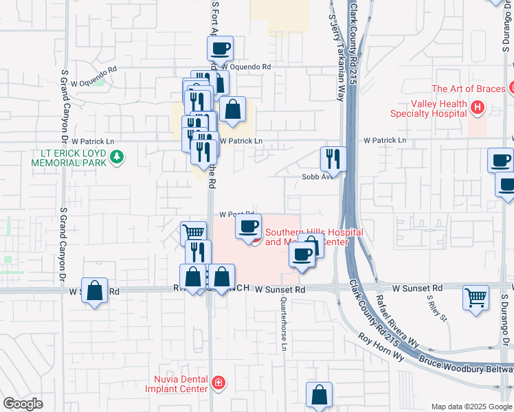map of restaurants, bars, coffee shops, grocery stores, and more near 9180 W Post Rd in Las Vegas