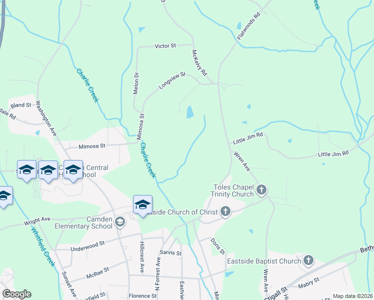 map of restaurants, bars, coffee shops, grocery stores, and more near 876 Flatwoods Road in Camden