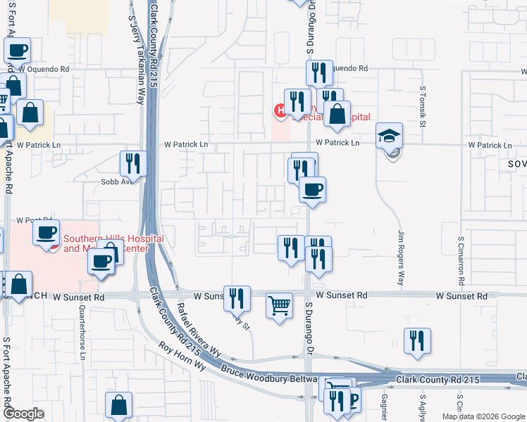 map of restaurants, bars, coffee shops, grocery stores, and more near Moher Cliffs Circle in Spring Valley