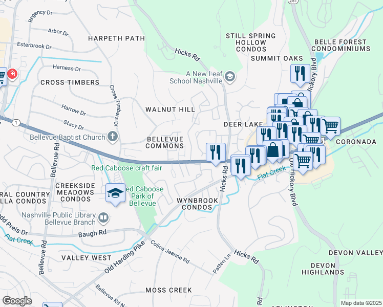 map of restaurants, bars, coffee shops, grocery stores, and more near 508 Club Parkway in Nashville
