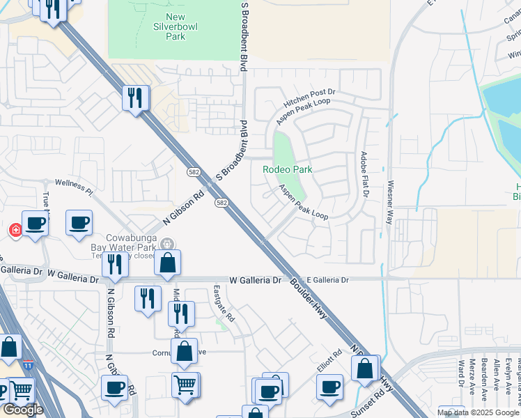 map of restaurants, bars, coffee shops, grocery stores, and more near 833 Aspen Peak Loop in Henderson