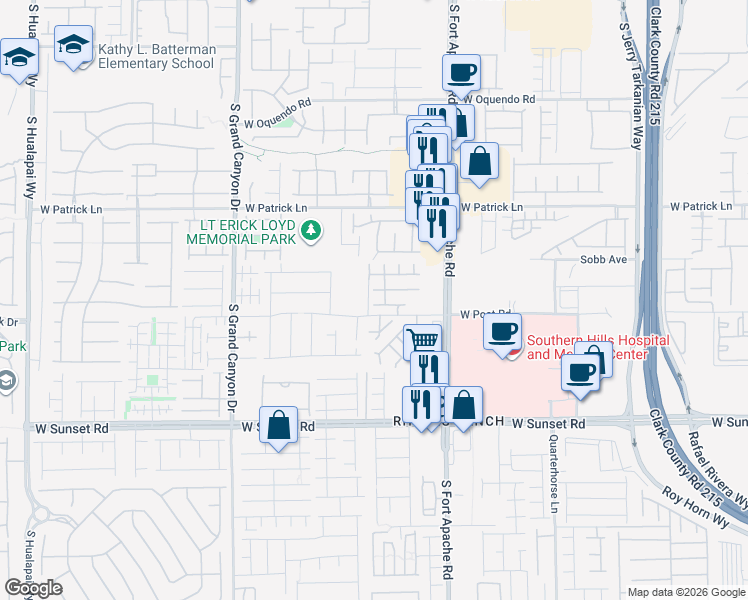 map of restaurants, bars, coffee shops, grocery stores, and more near 9536 Knopfler Lane in Las Vegas