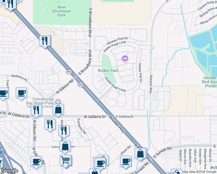 map of restaurants, bars, coffee shops, grocery stores, and more near 900 Sky Forest Drive in Henderson