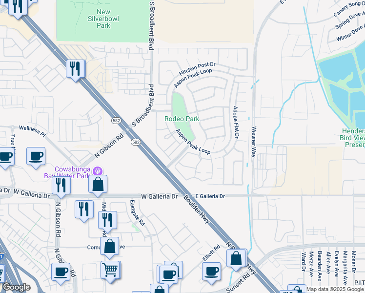 map of restaurants, bars, coffee shops, grocery stores, and more near 833 Aspen Peak Loop in Henderson