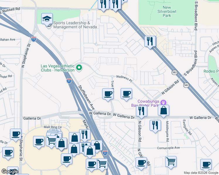map of restaurants, bars, coffee shops, grocery stores, and more near 1096 Tektite Avenue in Henderson