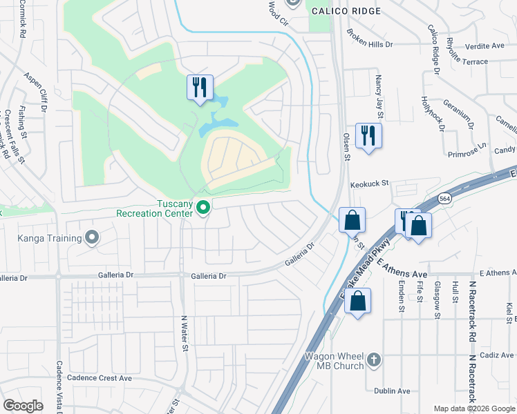 map of restaurants, bars, coffee shops, grocery stores, and more near 1070 Via Saint Andrea Place in Henderson