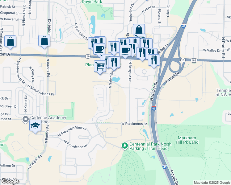 map of restaurants, bars, coffee shops, grocery stores, and more near 3314 West Jewell Road in Fayetteville