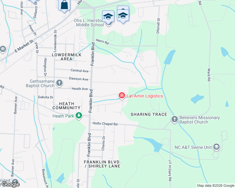 map of restaurants, bars, coffee shops, grocery stores, and more near 4015 Mountainridge Drive in Greensboro