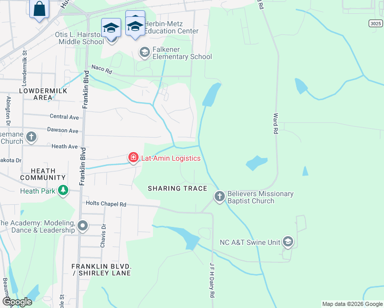 map of restaurants, bars, coffee shops, grocery stores, and more near 4309 Joy Ann Terrace in Greensboro