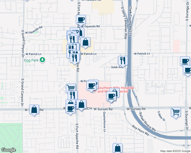 map of restaurants, bars, coffee shops, grocery stores, and more near 9280 West Post Road in Las Vegas