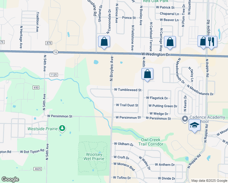 map of restaurants, bars, coffee shops, grocery stores, and more near 4883 West Tumbleweed Street in Fayetteville