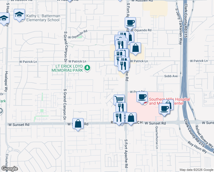 map of restaurants, bars, coffee shops, grocery stores, and more near 9529 Van Halen Lane in Las Vegas