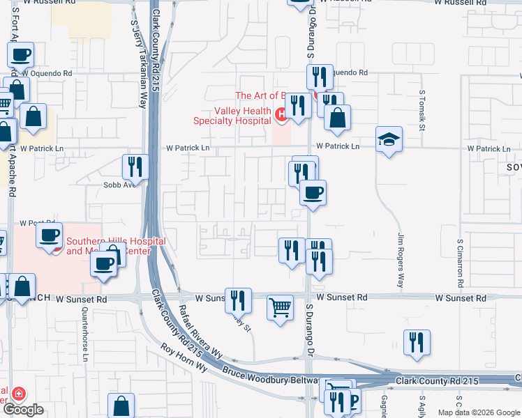 map of restaurants, bars, coffee shops, grocery stores, and more near 6251 Milford Sound Street in Las Vegas