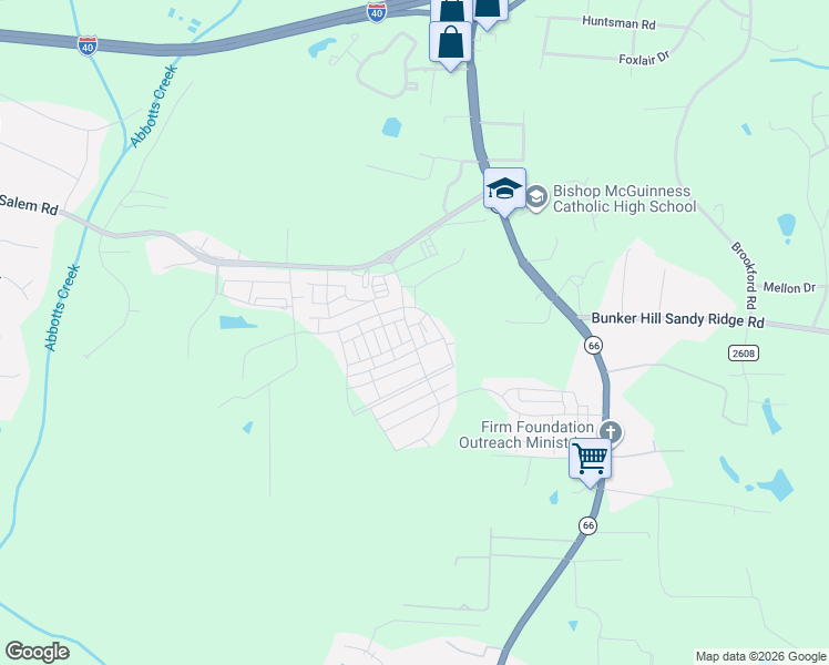 map of restaurants, bars, coffee shops, grocery stores, and more near 1740 Eastfall Street in Kernersville