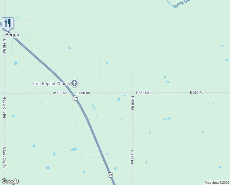 map of restaurants, bars, coffee shops, grocery stores, and more near 11838 East 650 Road in Hulbert