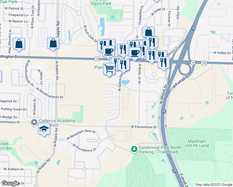 map of restaurants, bars, coffee shops, grocery stores, and more near 699 North Salem Road in Fayetteville
