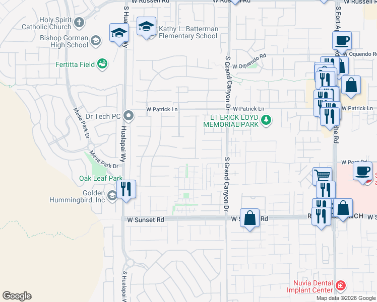 map of restaurants, bars, coffee shops, grocery stores, and more near 9955 Burton Lake Court in Las Vegas