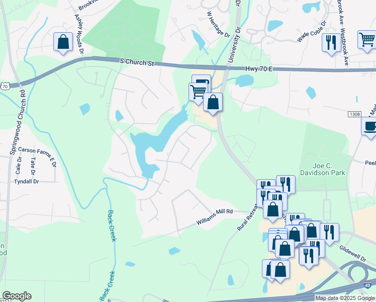 map of restaurants, bars, coffee shops, grocery stores, and more near 1042 Doolin Street in Burlington