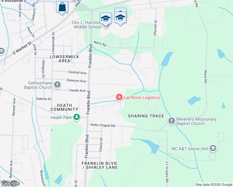 map of restaurants, bars, coffee shops, grocery stores, and more near 4015 Mountainridge Drive in Greensboro