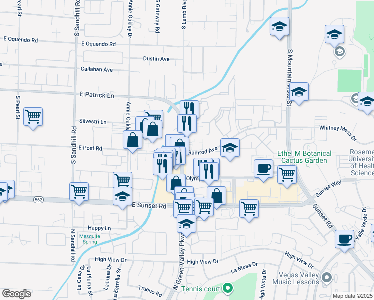 map of restaurants, bars, coffee shops, grocery stores, and more near 2184-2198 Ramrod Avenue in Henderson