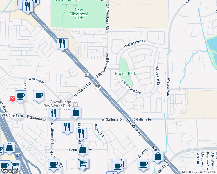 map of restaurants, bars, coffee shops, grocery stores, and more near 833 Aspen Peak Loop in Henderson