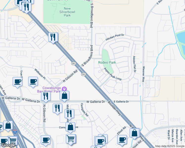 map of restaurants, bars, coffee shops, grocery stores, and more near 833 Aspen Peak Loop in Henderson