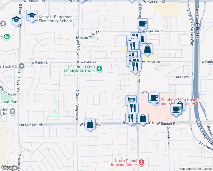 map of restaurants, bars, coffee shops, grocery stores, and more near 9580 West Post Road in Las Vegas